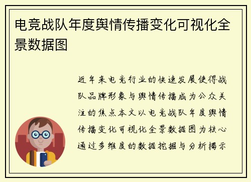电竞战队年度舆情传播变化可视化全景数据图